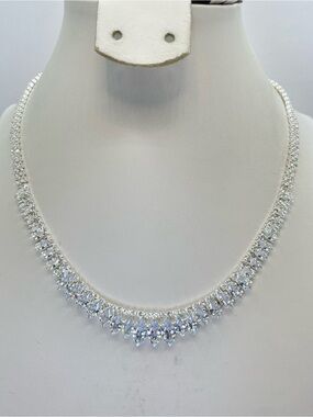 Swarovski Crystal Elements White Marquise Crystal Tennis Bridal Necklace